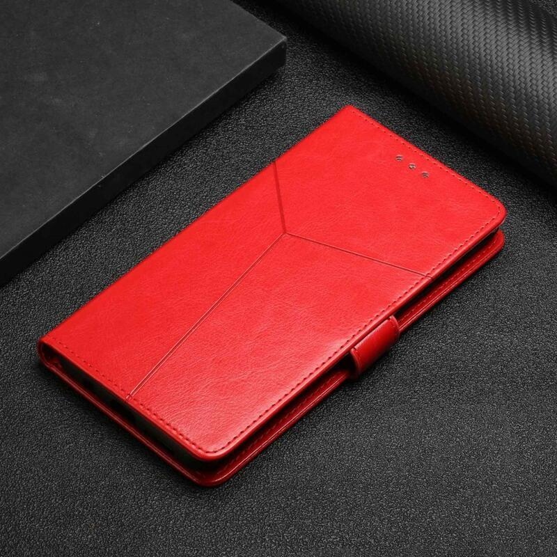 Y-Line PU bőr pénztárca tok a Xiaomi Poco C40 készülékhez - piros