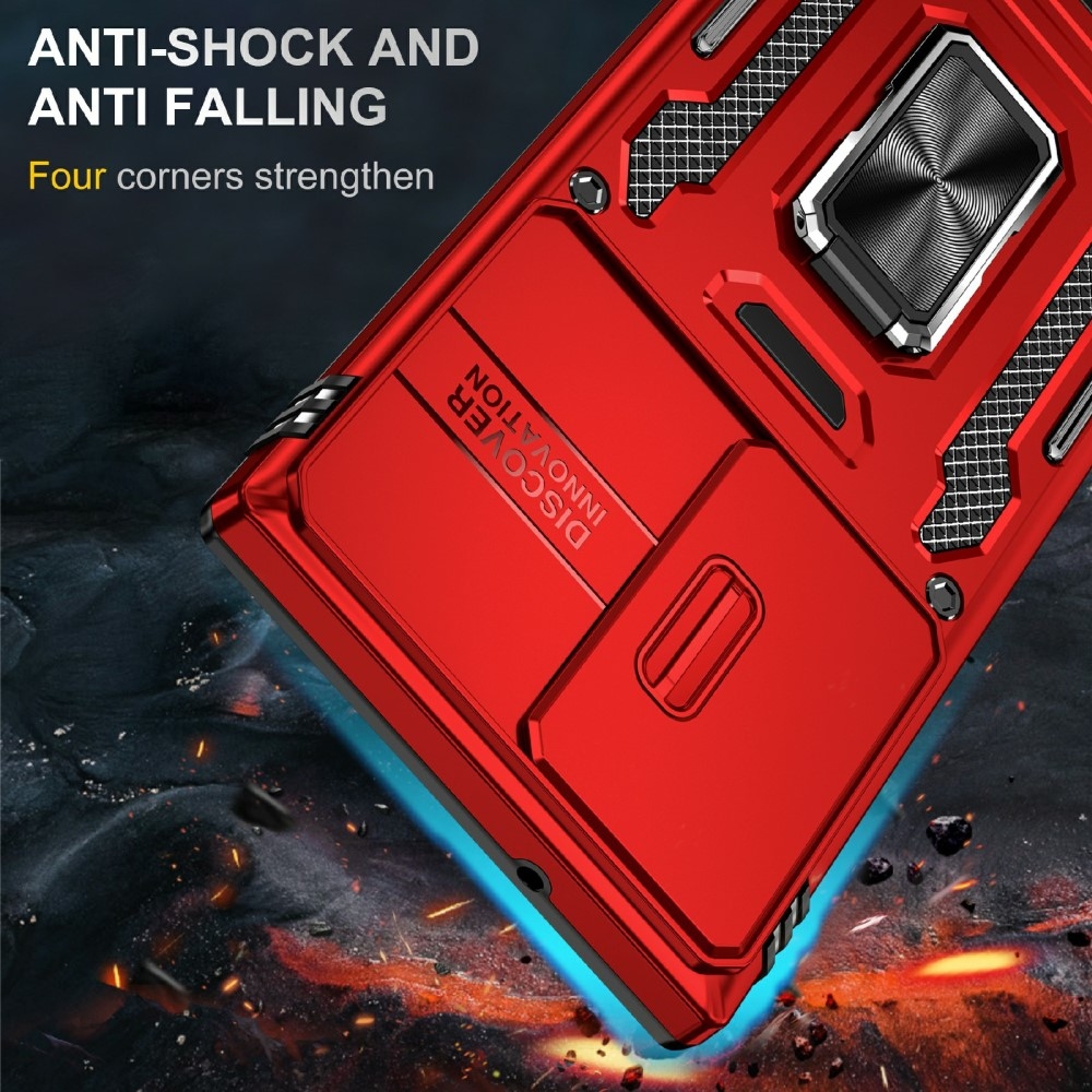 Gyűrűk tartós borítója Samsung Galaxy S25 Ultra készülékhez - piros