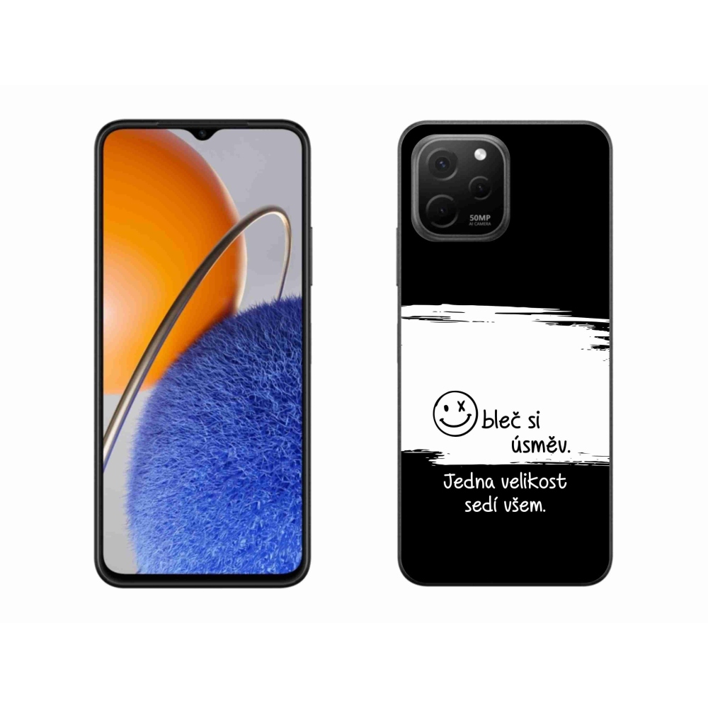 Gél borító mmCase a Huawei Nova Y61 készülékhez - vicces szöveg 8 fehér és fekete háttérrel