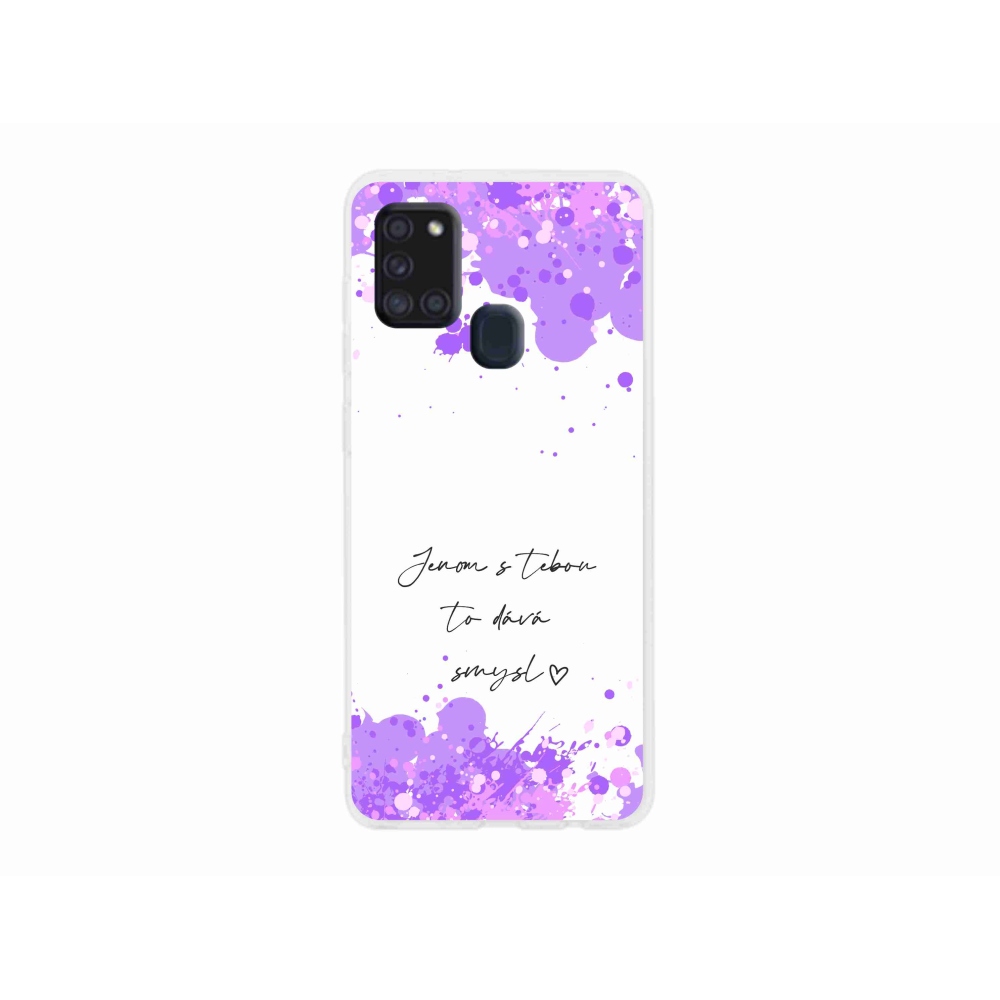 Gél borító mmCase Samsung Galaxy A21s készülékhez - szerelmes szöveg fehér háttérrel