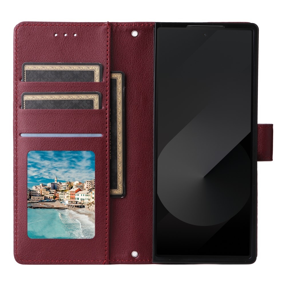 Tárcás könyvtáska Samsung Galaxy Z Fold6 5G - bordó színben