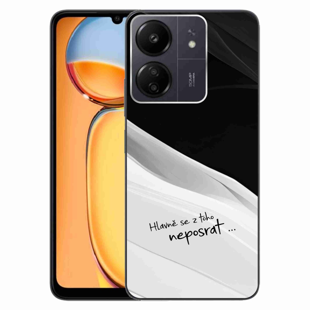 Gél borító mmCase a Xiaomi Poco C65/Redmi 13C számára - vicces szöveg 13 fehér és fekete háttérrel