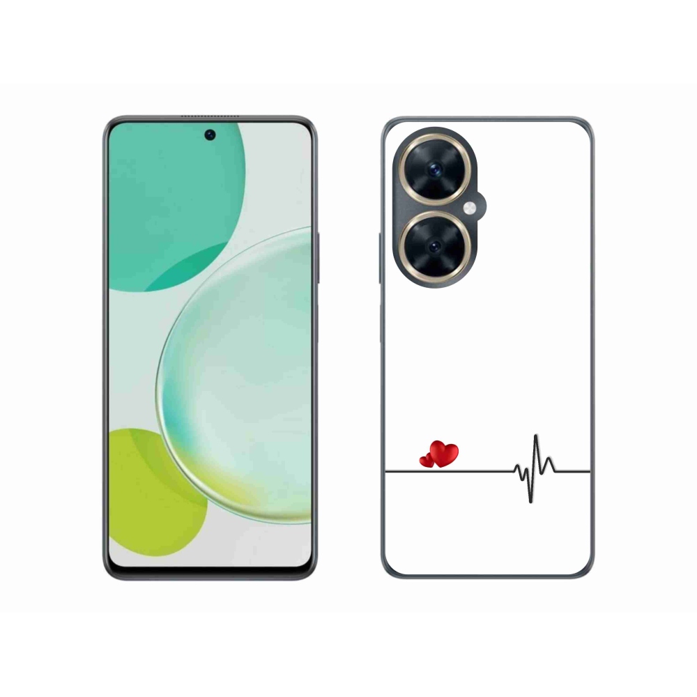 Gél borító mmCase a Huawei Nova 11i készülékre - szív és szívverés fehér háttérrel