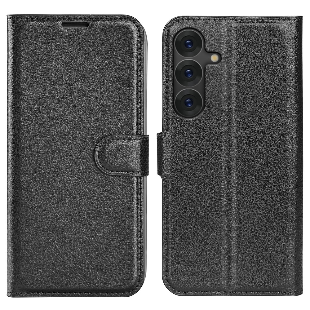 Litchi könyv tok Samsung Galaxy S25-hez - fekete