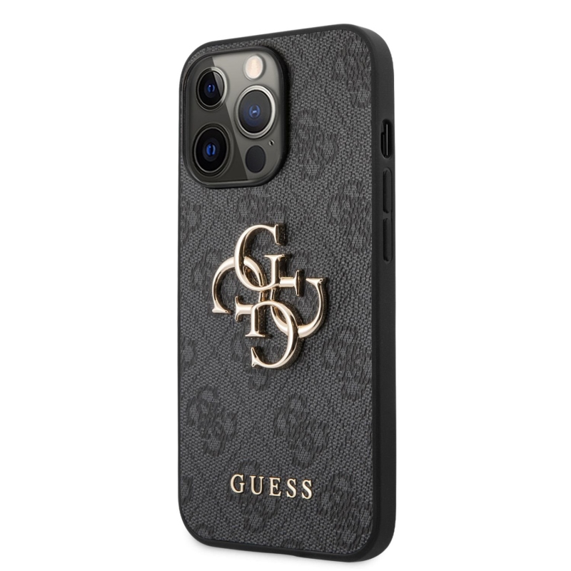 Guess PU 4G fém logós hátlap iPhone 13 Pro Max-hoz szürke