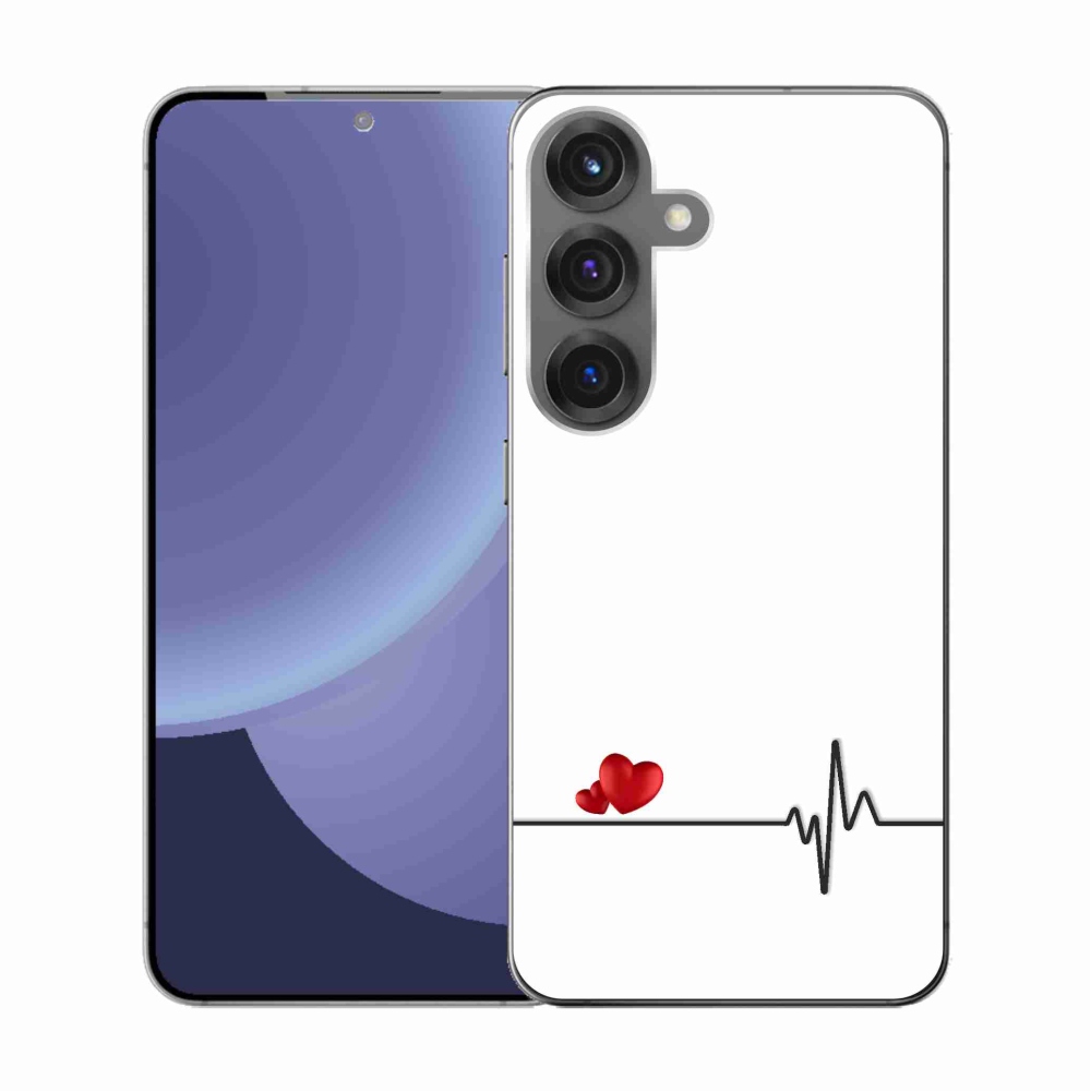 Gél borító mmCase Samsung Galaxy S25 készülékhez - szív és szívverés fehér háttérrel