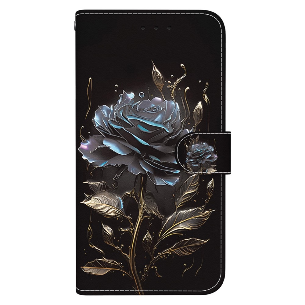 Printern könyv tok Xiaomi Redmi Note 14 5G - fekete rózsa