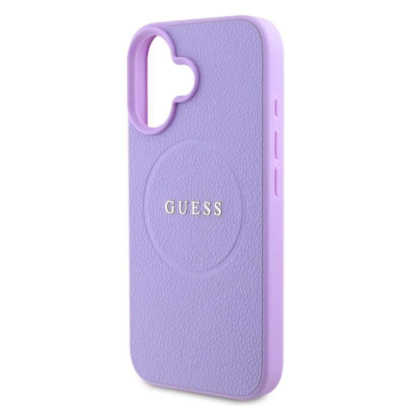 Guess PU szemcsés klasszikus logós MagSafe hátlap iPhone 16-hoz Lila