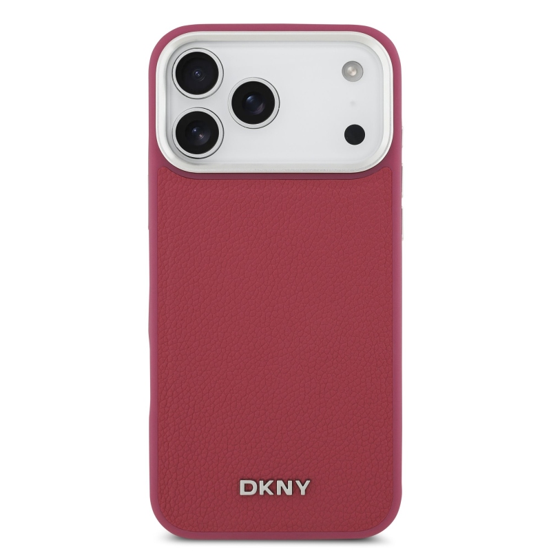 DKNY PU bőr fém logós csuklólánc MagSafe hátlap iPhone 17 Pro Max rózsaszínhez