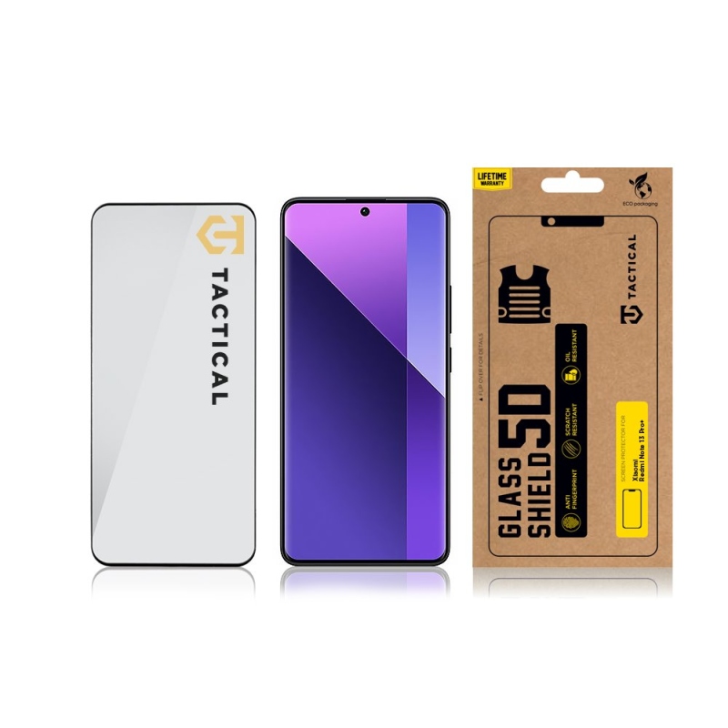 Taktikai üvegpajzs 5D üveg a Xiaomi Redmi Note 13 Pro+ 5G Fekete számára