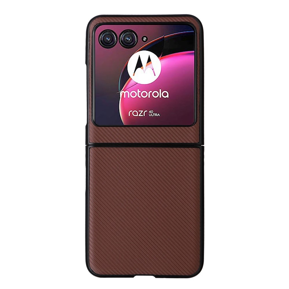 Textúrás műanyag borítás műbőrrel a Motorola Razr 40 Ultra 5G készülékre - barna
