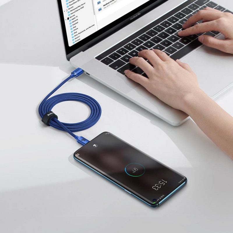 Baseus CAJY000603 Crystal Shine sorozatú adatkábel USB-C - USB-C 100W 1.2m kék