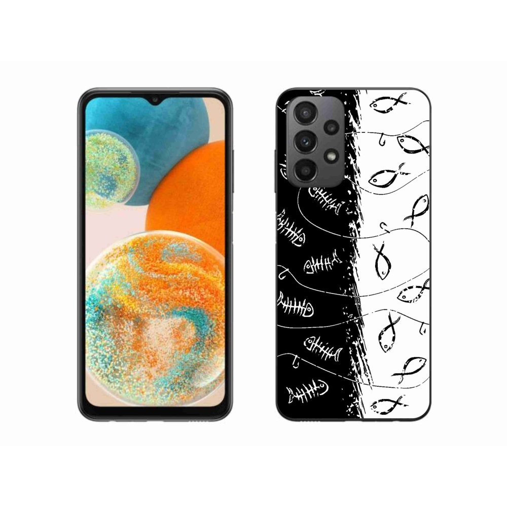 Zselés borítás mmCase Samsung Galaxy A23 4G/5G - csontvázak és halak számára
