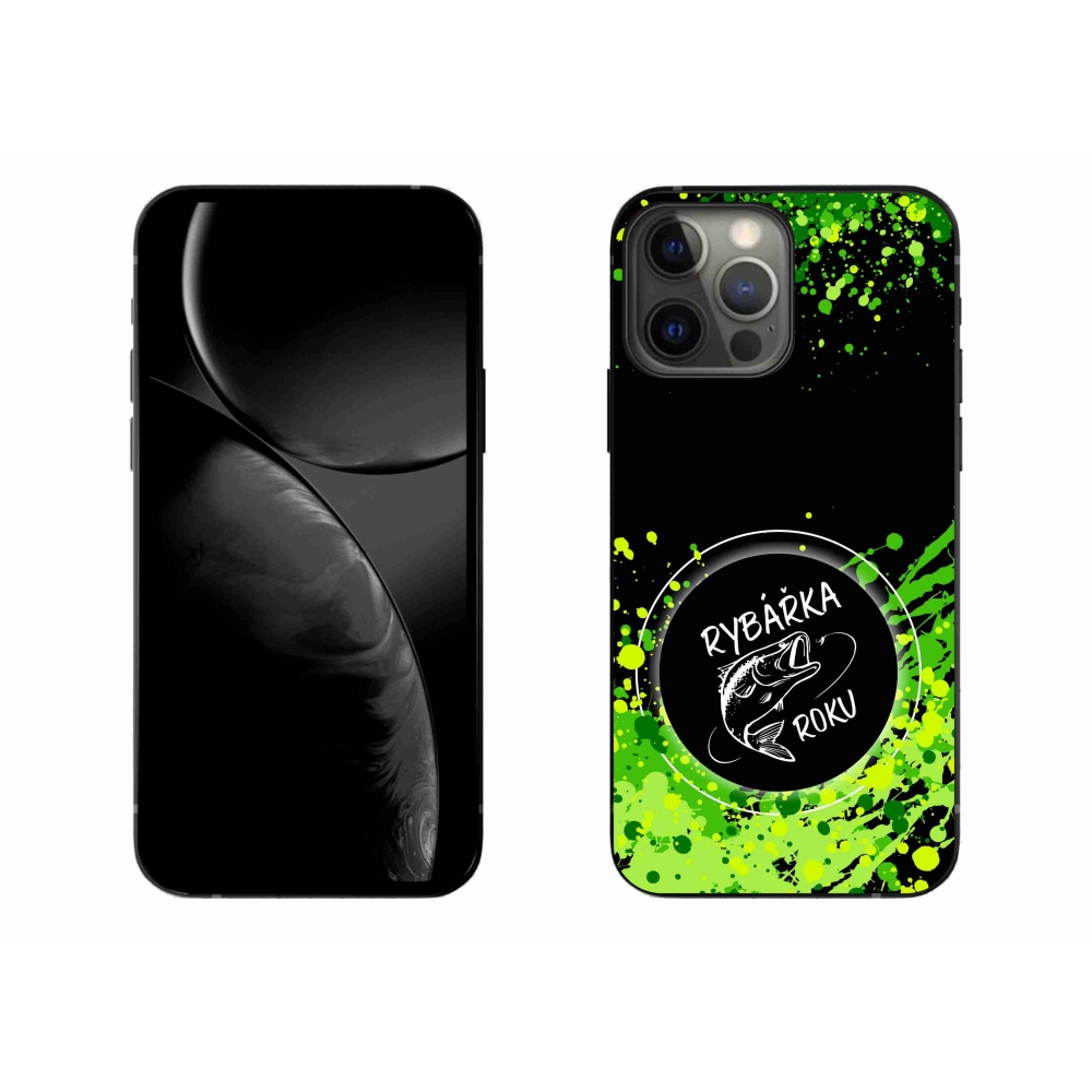 Zselés borítás mmCase iPhone 13 Pro Max 6.7 készülékhez - Az év horgásza fekete háttérrel