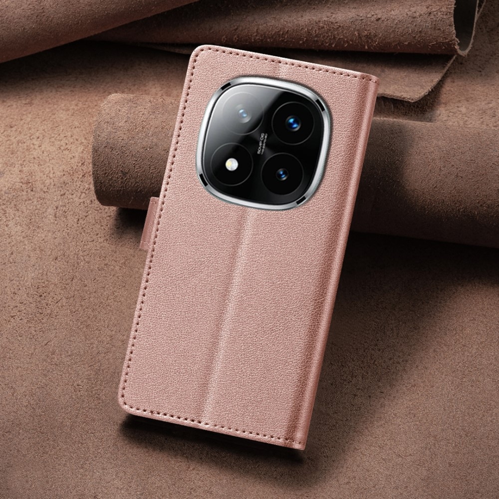 BINFEN könyv tok Xiaomi Redmi Note 14 Pro 5G/Poco X7 5G/Note 14 Pro+ 5G - rózsa arany
