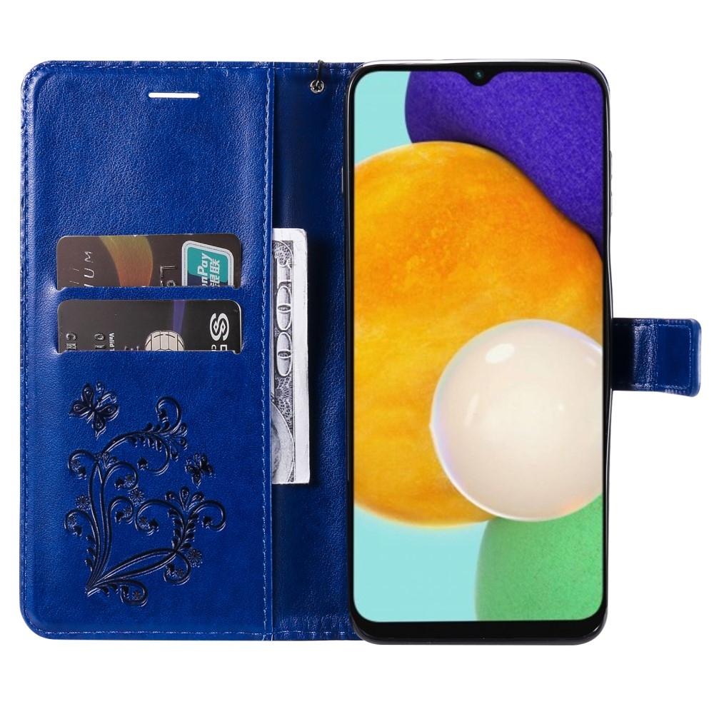 Nagy Buttefly könyv tok Samsung Galaxy A13 5G/A04s készülékhez - kék