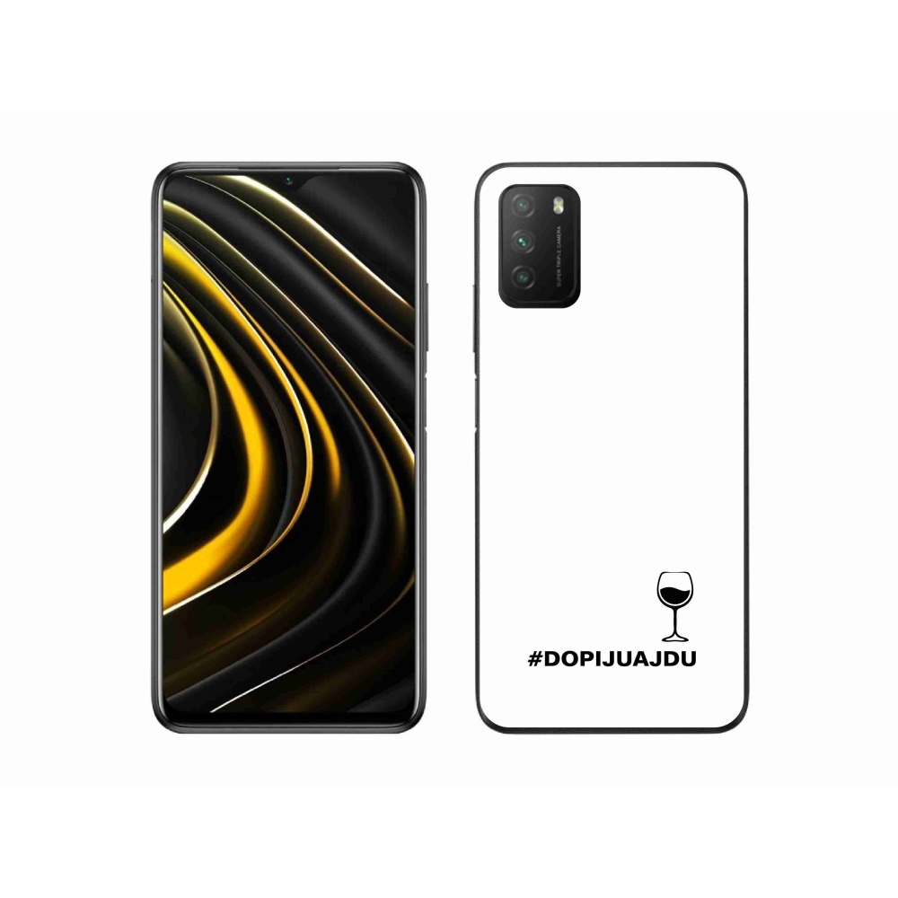 Gél borítás mmCase a Xiaomi Poco M3-hoz - bor motívum fehér háttérrel