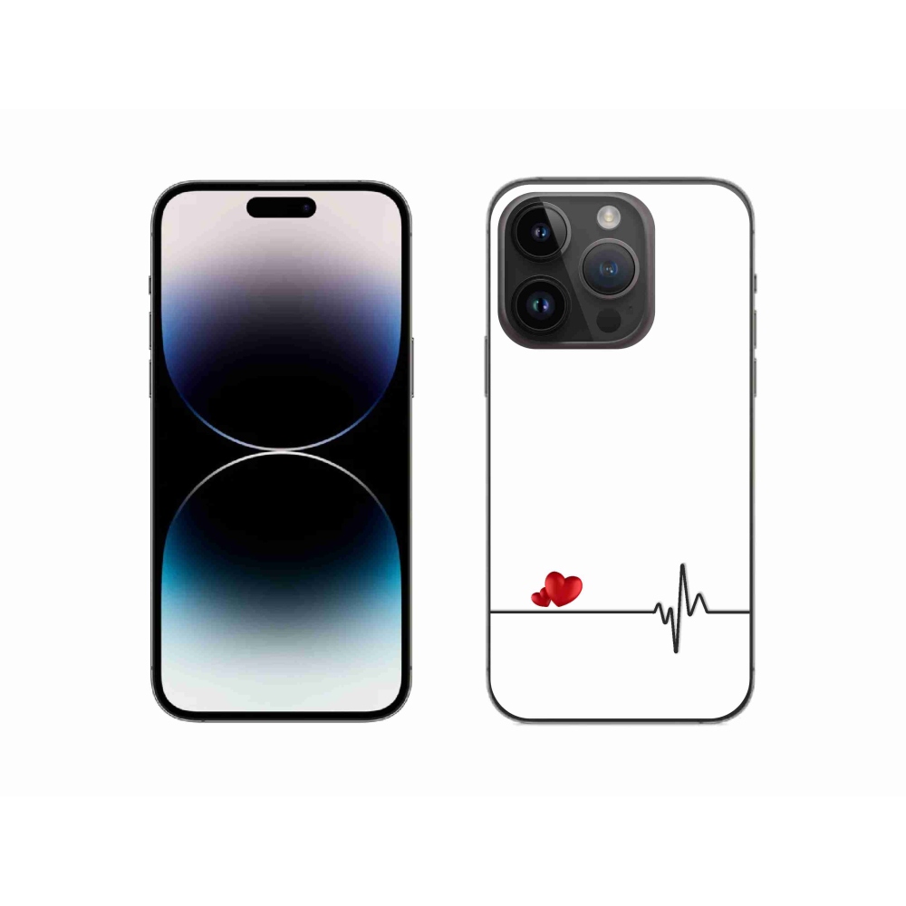 Gél borítás mmCase iPhone 14 Pro 6.1 készülékhez - szív és szívverés fehér háttérrel