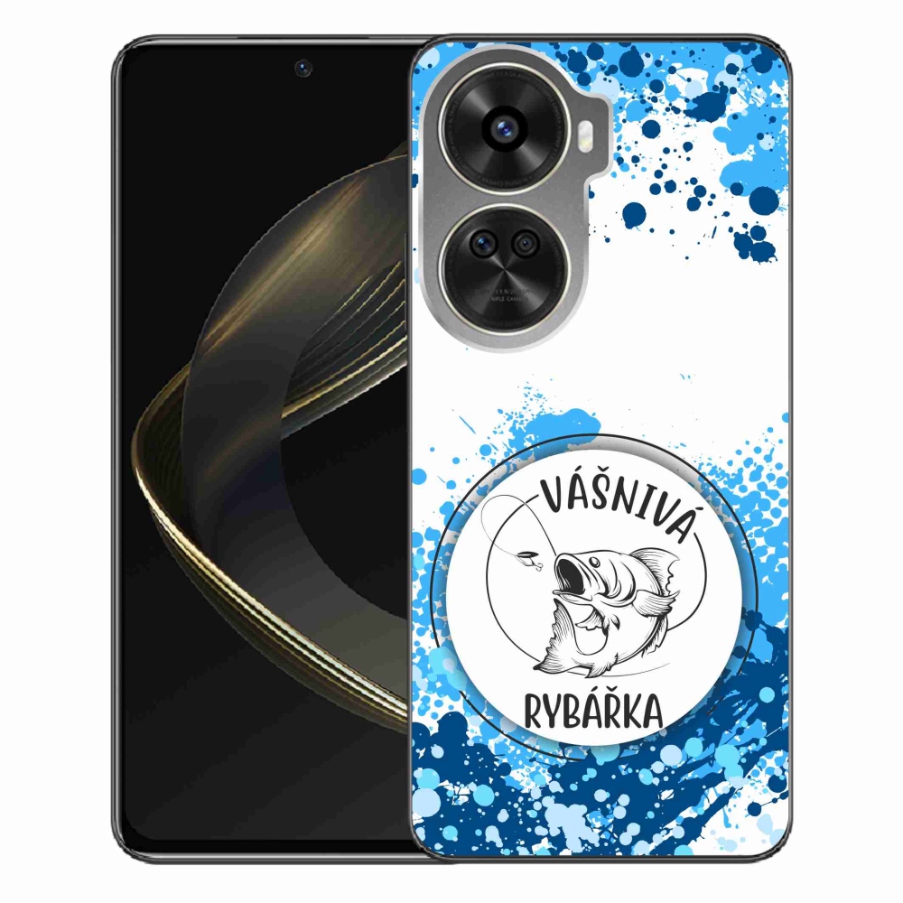 Gél borító mmCase a Huawei Nova 12 SE-hez - szenvedélyes halásznő fehér háttérrel