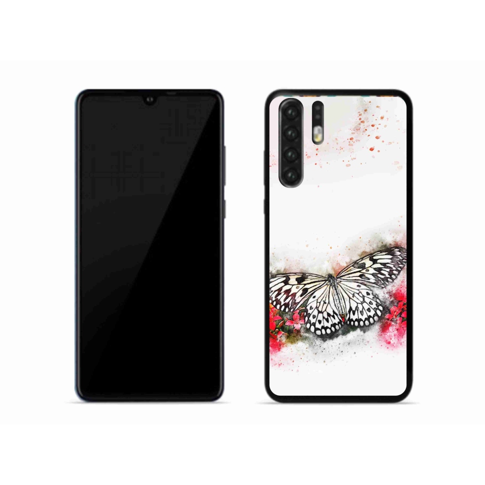 Gél borítás mmCase a Huawei P30 Pro készülékhez - fekete és fehér pillangó