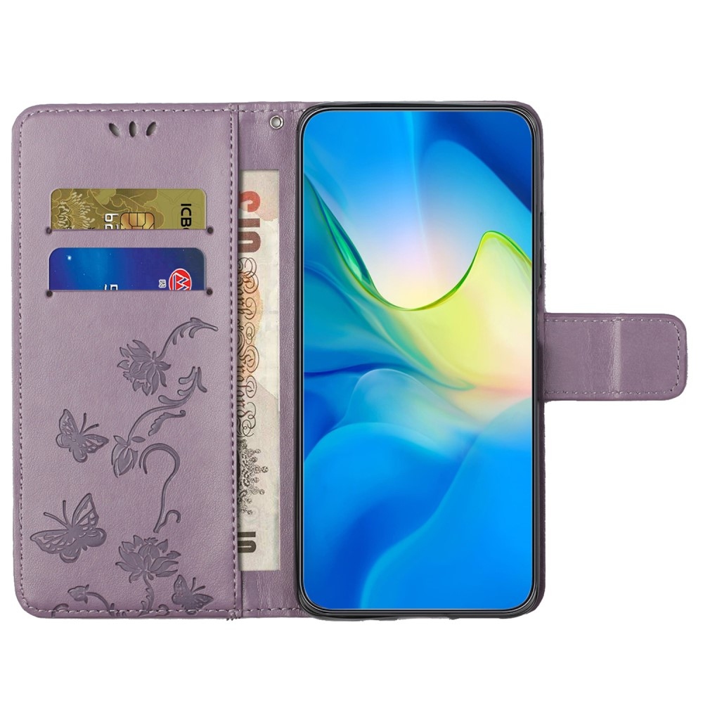 Virágos könyv tok Samsung Galaxy S24+/S25+ készülékhez - világos lila