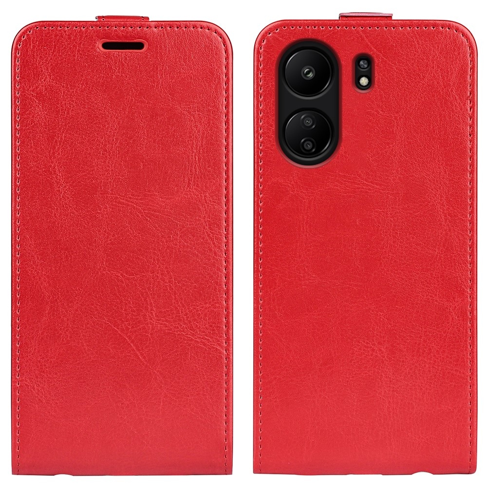 Függőleges könyvtáska a Xiaomi Poco C65/Redmi 13C készülékhez - piros színű