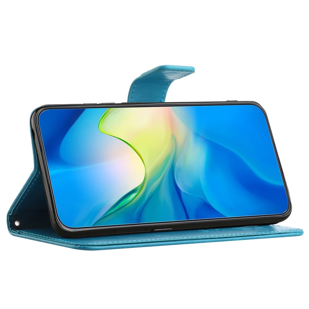 Virágos könyv tok Samsung Galaxy A15 4G/5G készülékhez - kék