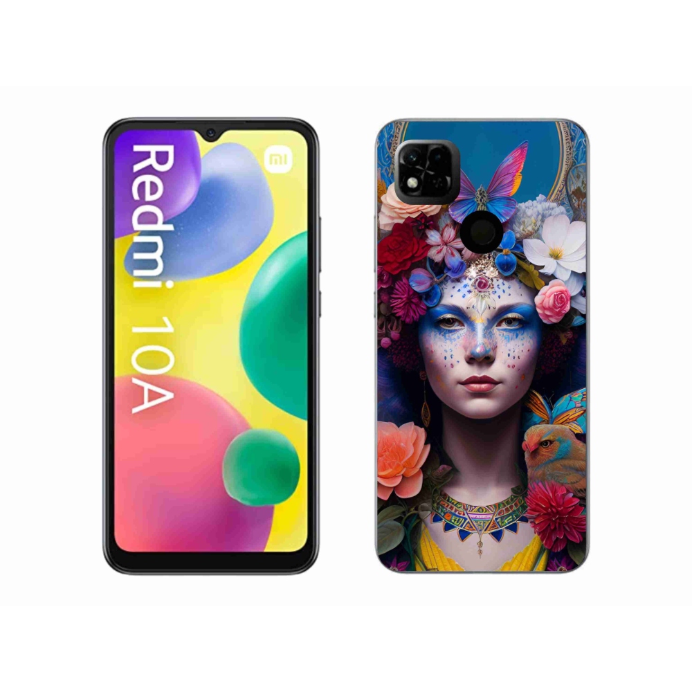 Gél borító mmCase a Xiaomi Redmi 10A számára - nő virágokkal