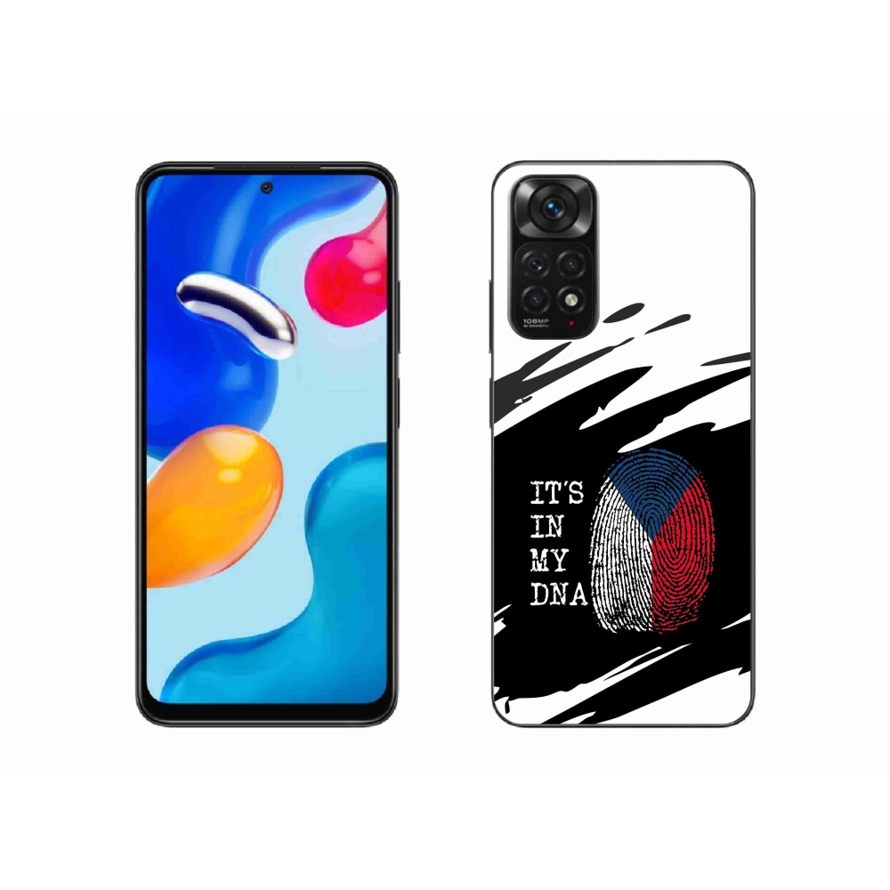 Gél borító mmCase a Xiaomi Redmi Note 11 4G - zászló ujjlenyomat fekete és fehér háttérrel