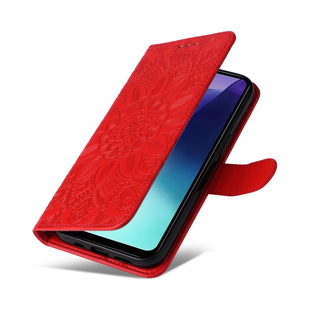 Napraforgó könyv tok Xiaomi Redmi 14C/Poco C75-hez - piros