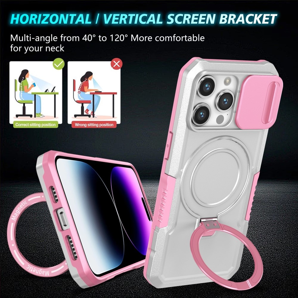 Katonai tartós védőburkolat MagSafe-vel iPhone 14 Pro Max készülékhez - rózsaszín/fehér
