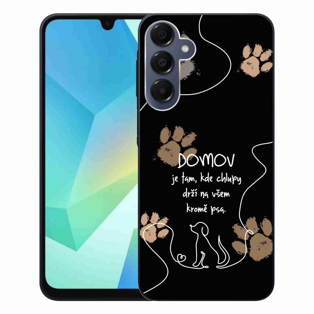 Gél borítás mmCase Samsung Galaxy A16 4G/5G készülékhez - kutya motívum fekete háttérrel
