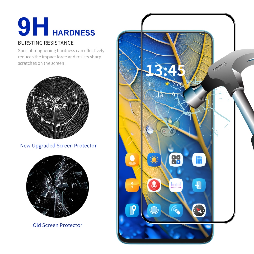 ENK 9H teljes képernyő edzett üveg a Xiaomi Poco F7 5G-nél alkalmazáskerettel