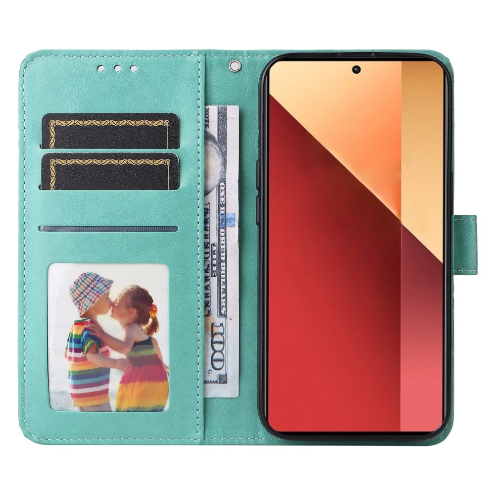 Napraforgó könyv tok Xiaomi Redmi Note 14S/Note 13 Pro 4G/Poco M6 Pro - teal színű