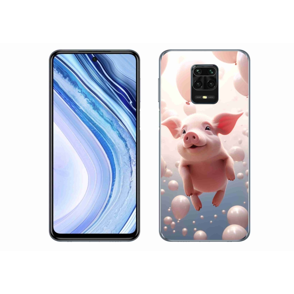 Gél borító mmCase a Xiaomi Redmi Note 9S-hez - malac lufikkal