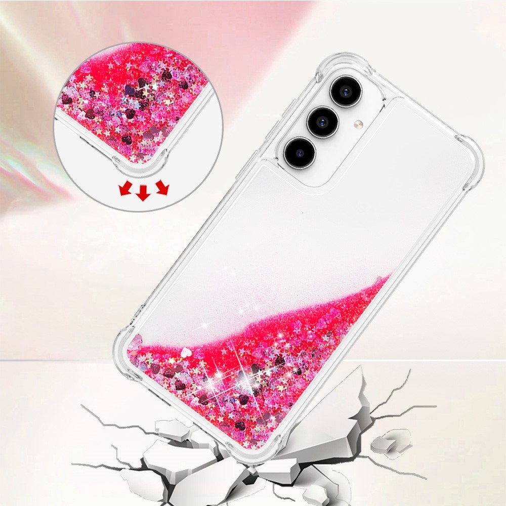 Glitter homokóra zselés tok Samsung Galaxy A56 5G - rózsaszín/szívek