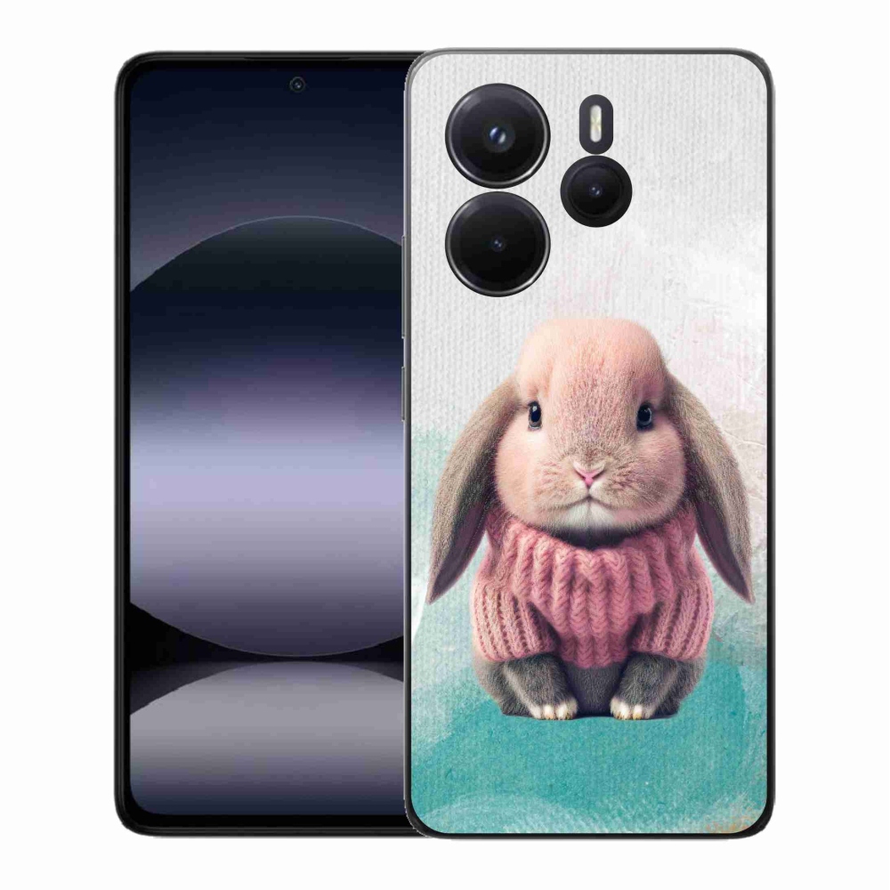 Gél borítás mmCase a Xiaomi Redmi Note 14-hez - nyúl pulóverben