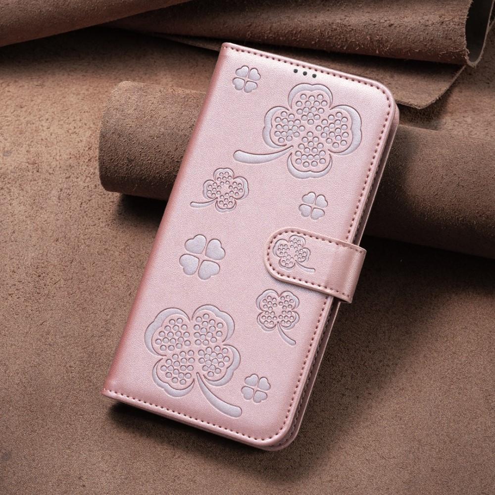 Clover könyv tok Samsung Galaxy S25 Edge készülékhez - rózsaarany