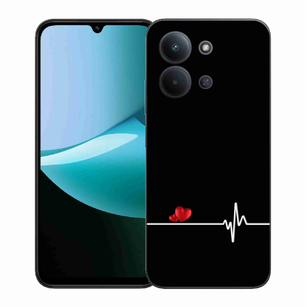 Gél borítás mmCase a Xiaomi Redmi 15C 4G (171mm)/Poco C85 4G (171mm) - szív és szívverés fekete háttérrel