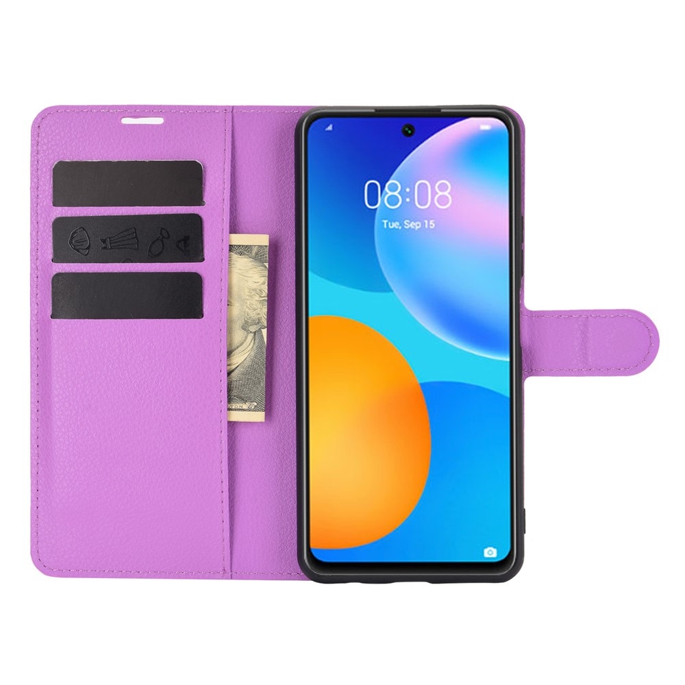 Litchi könyvtáska Huawei P Smart (2021) - lila