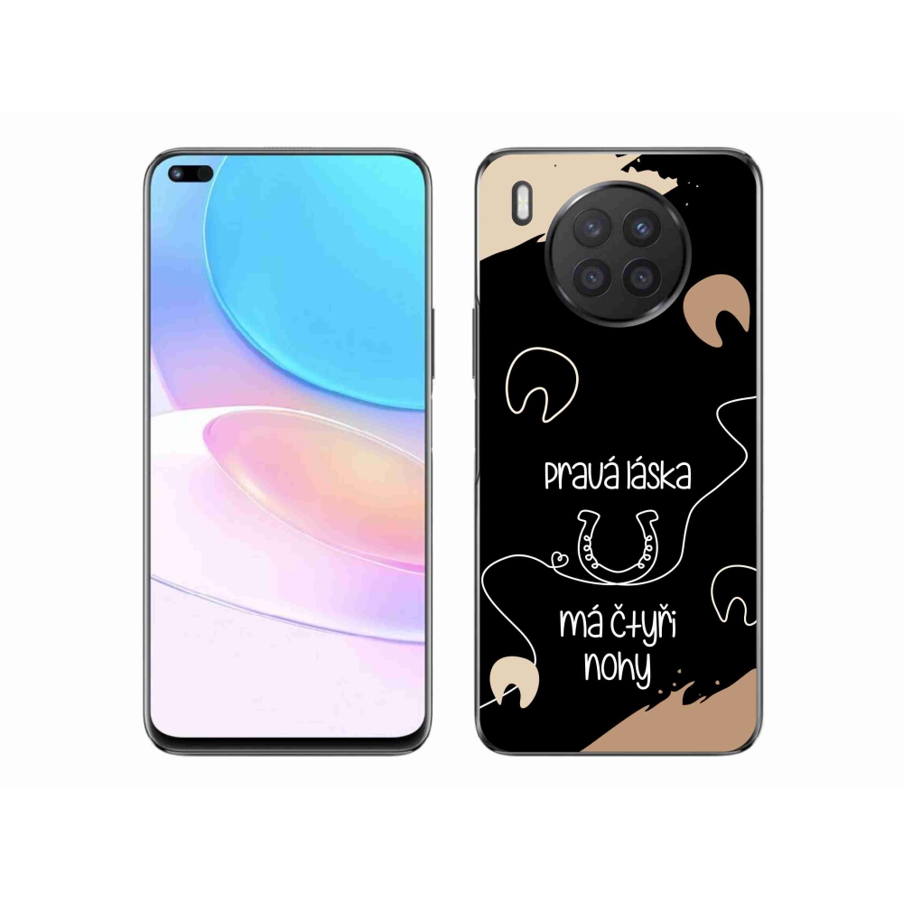 Gél borító mmCase a Huawei Nova 8i készülékhez - ló motívum fekete háttérrel