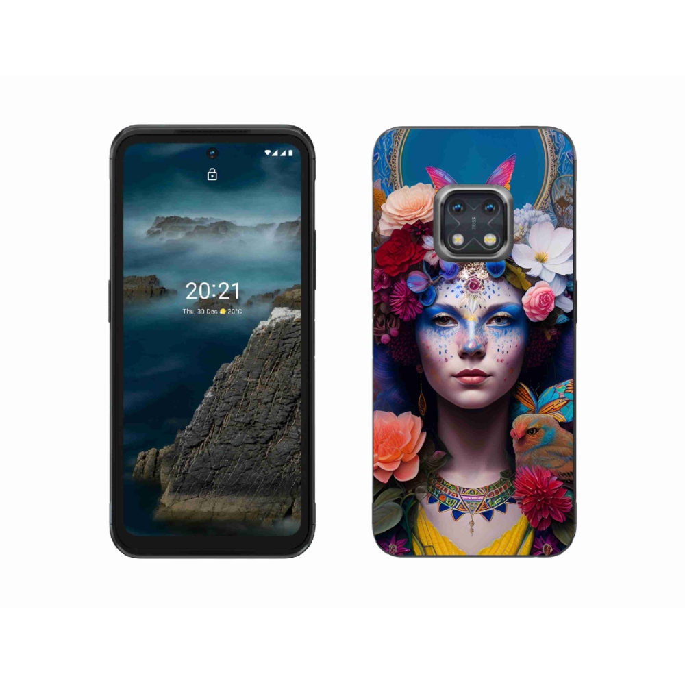 Zselés borító mmCase a Nokia XR20 készülékhez - nő virágokkal