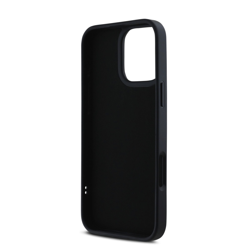 Karl Lagerfeld 3D gumiból készült, csillogó logós hátlap iPhone 16 Pro Max készülékhez Fekete