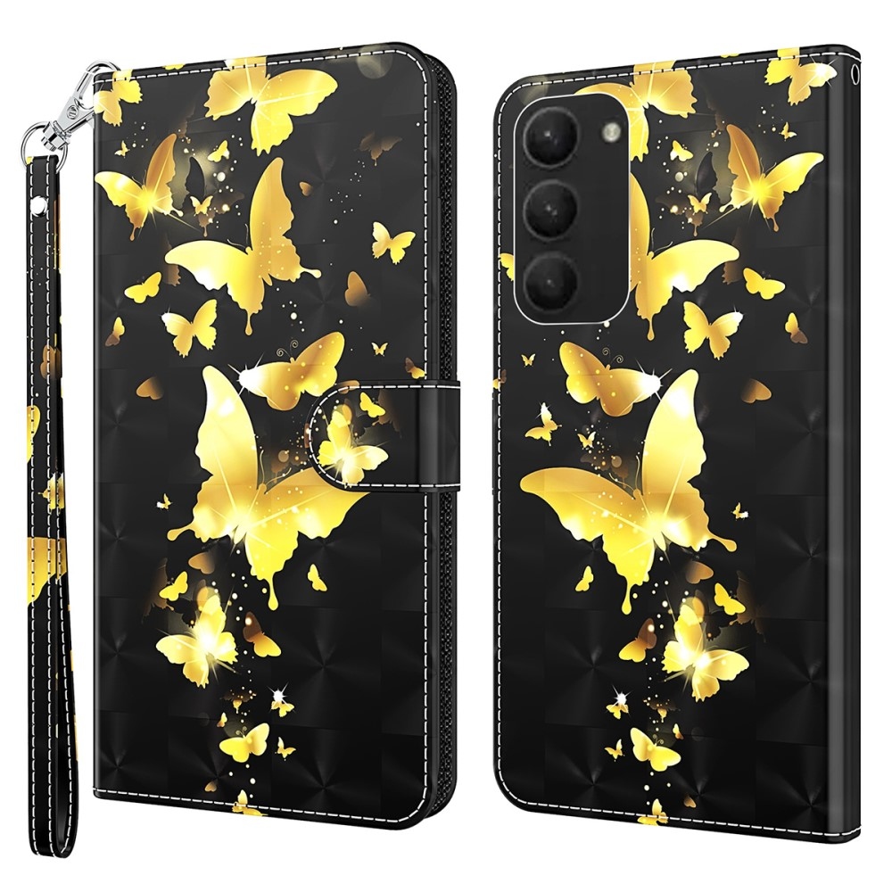 Nyomtatott könyv tok Samsung Galaxy S24+ készülékhez - arany pillangók
