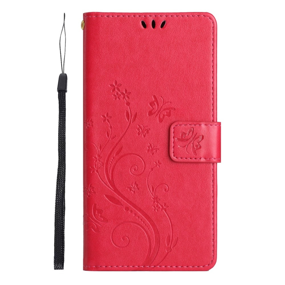 Virágok könyv tok Xiaomi Redmi 14C/Poco C75-hez - piros