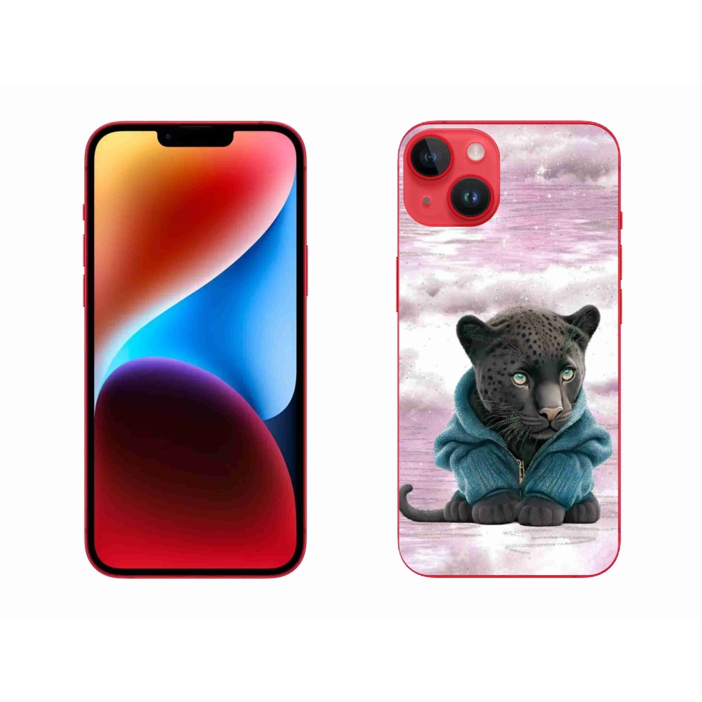 Zselés borítás mmCase iPhone 14 Plus készülékhez - fekete párduc pulóverben