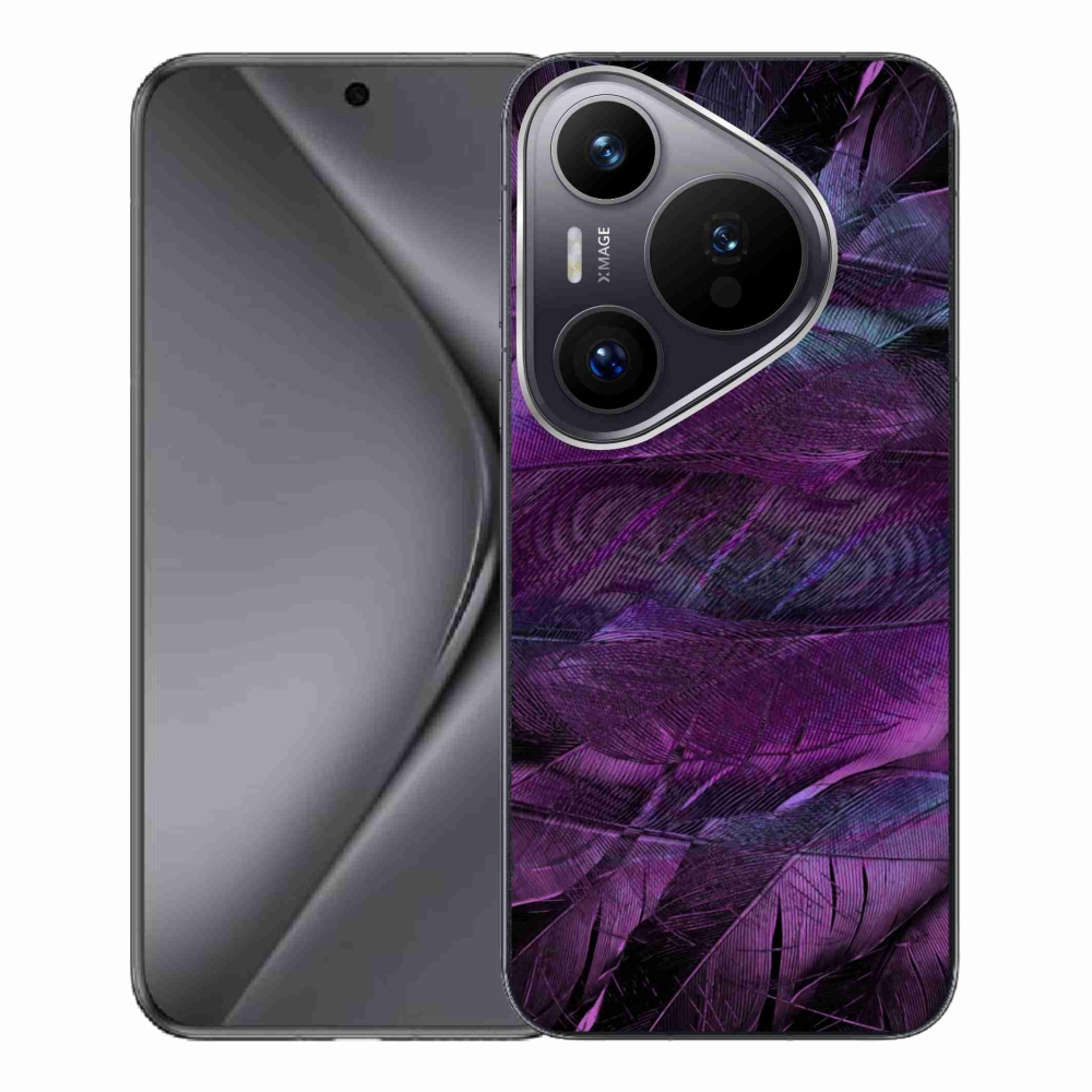 Zselés borítás mmCase a Huawei Pura 70 Pro készülékhez - lila tollak