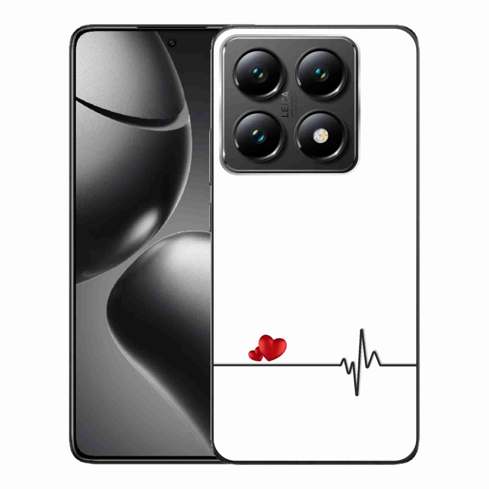 Gél borító mmCase a Xiaomi 14T Pro számára - szív és szívverés fehér háttérrel