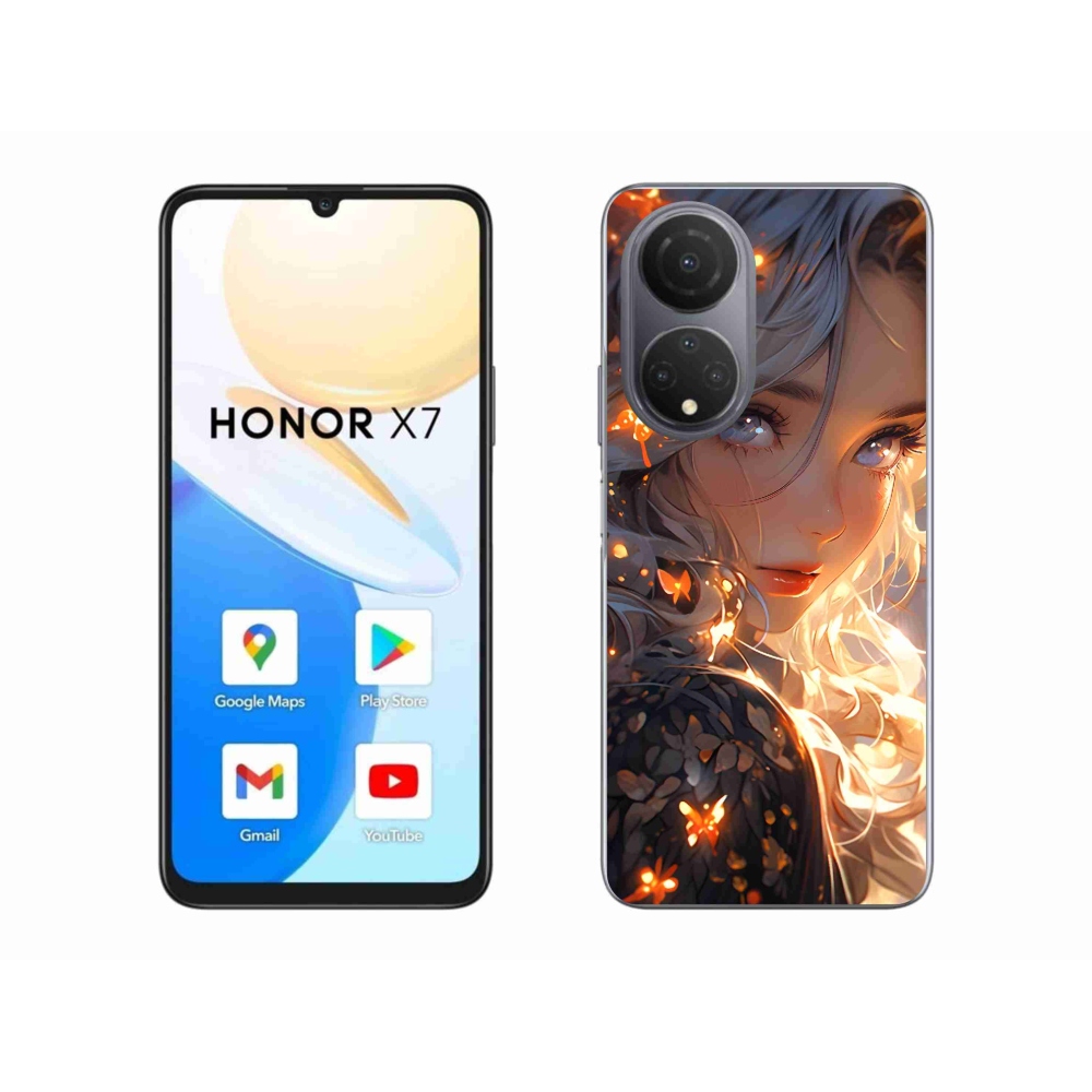 Gél borító mmCase a Honor X7-hez - lány és pillangók