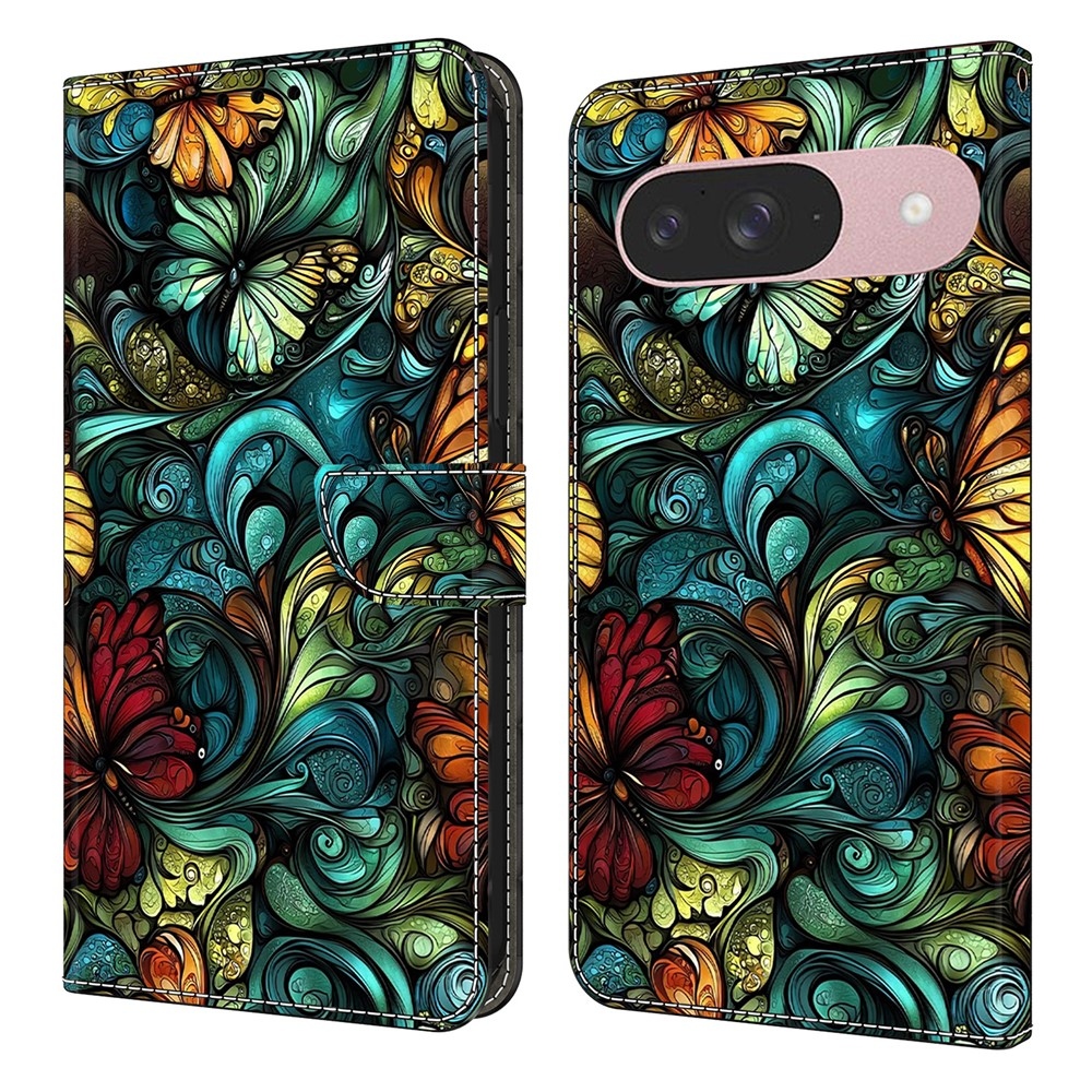 Sima könyvtáska Google Pixel 10 Pro/Pixel 10 - akvarell növényekhez